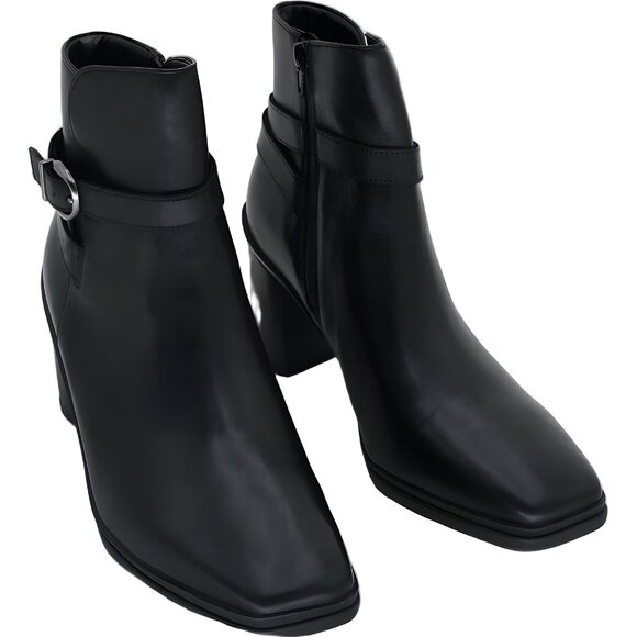 Naturalizer Aimee Water Resistant Black Leather Ankle Booties Women's US 9W - Picture 1 of 6